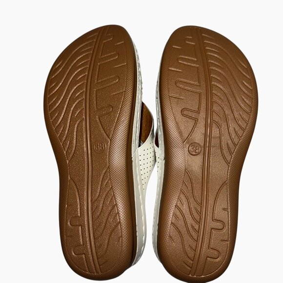 TWO 2 Pair Comfy Ortho Wedge Sandals 38 (7-7.5) - Soft Glam Cutout Slip-Ons - Picture 6 of 9